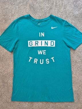 Nike Teal Graphic 'In Grind We Trust' Tee